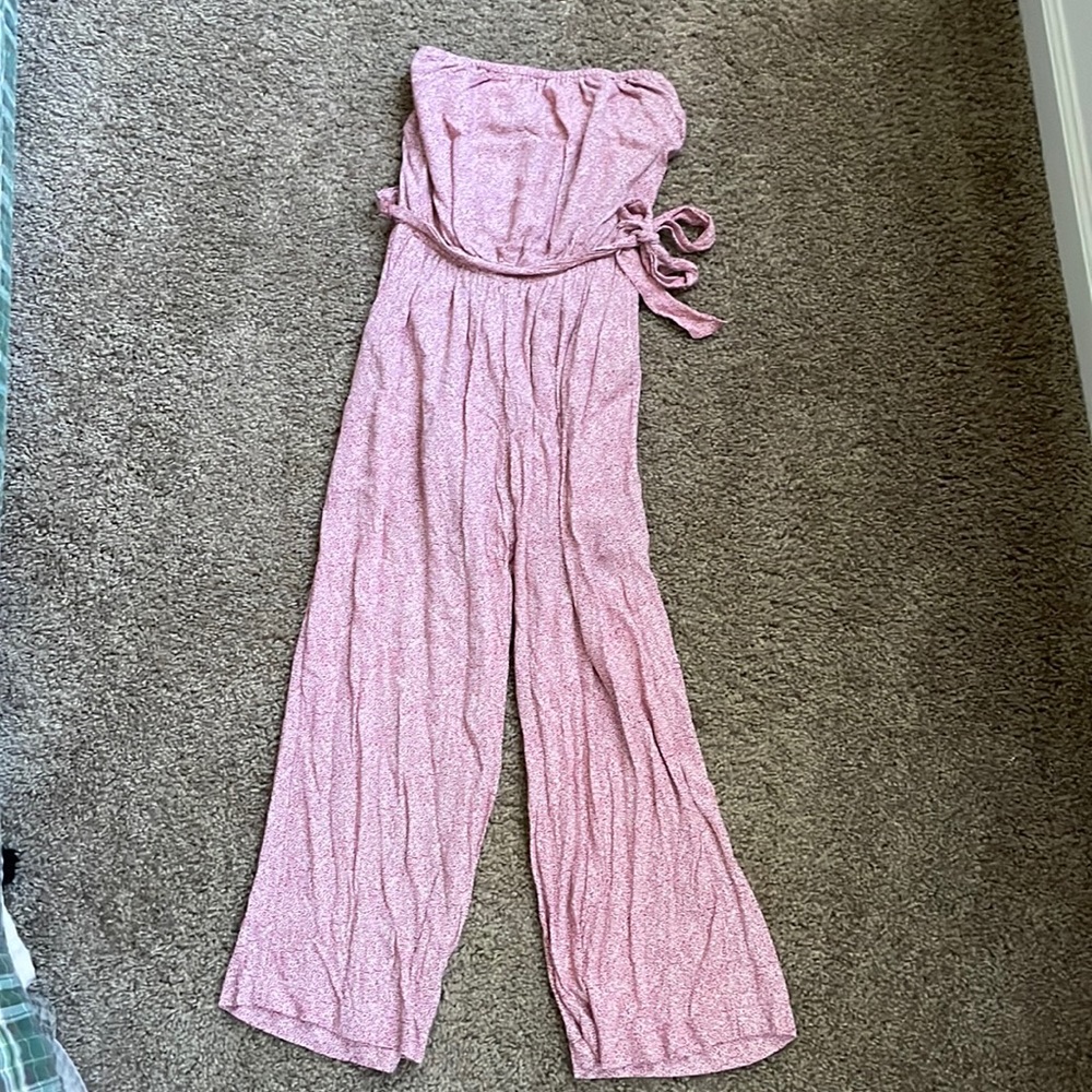 Abercrombie and Fitch Floral Strapless Jumper with Elastic Waist and Accent Tie